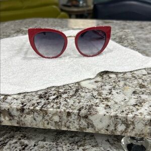 Betsey Johnson Red Cat-Eye Sunglasses with Gradient Lenses